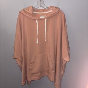 Koolaburra UGG Hooded Poncho Fleece French Terry trim Peach XL Oversized Lounge‎
